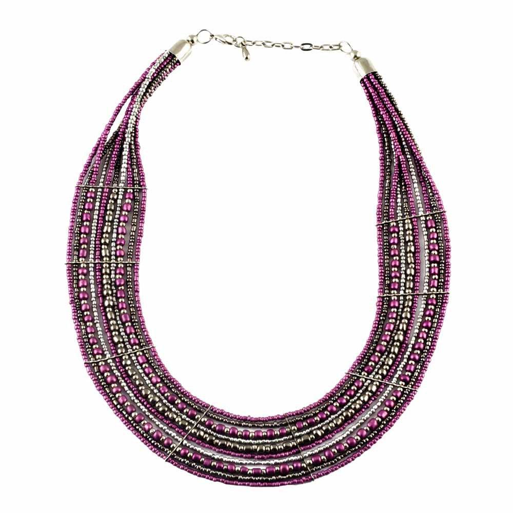 Ten Strand Beads Necklace Purple Silver Pewter