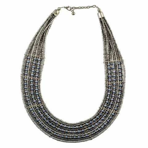 Ten Strand Beads Necklace Silver Grey